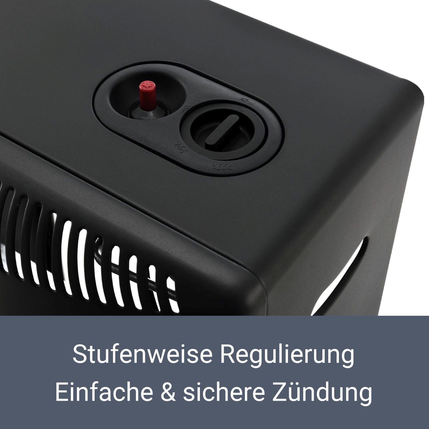 Juskys Heizstrahler GS42US, 4200 W, stark und energiesparend, 3-Stufen-Wärme-Regler, Gasflaschenhalterung
