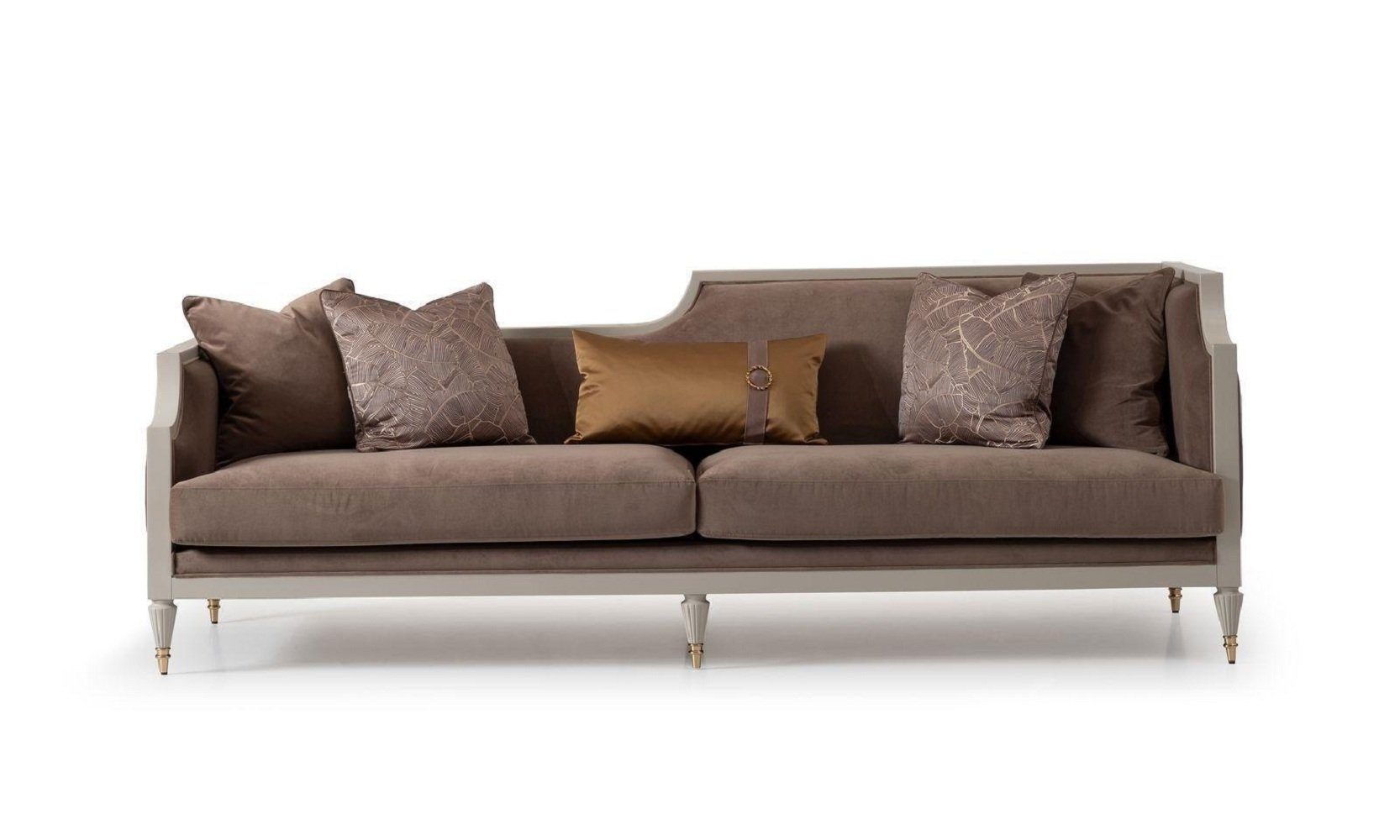 JVmoebel Wohnzimmer-Set Couchgarnitur Viersitzer 4 Sitz Couchtisch Stoffsofa Sessel Braun 4tlg, (4-St., 2x Sofa 4 Sitzer + 1x Sessel + 1x Couchtisch), Made in Europa