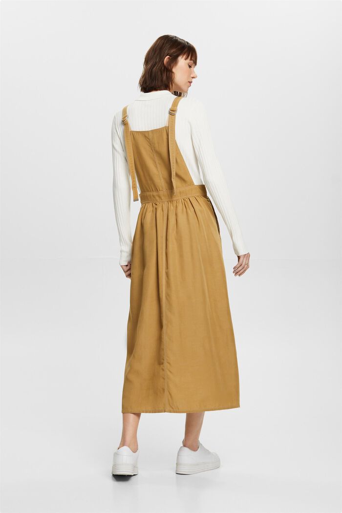 Latzkleid in Midilänge, Leinen-Mix