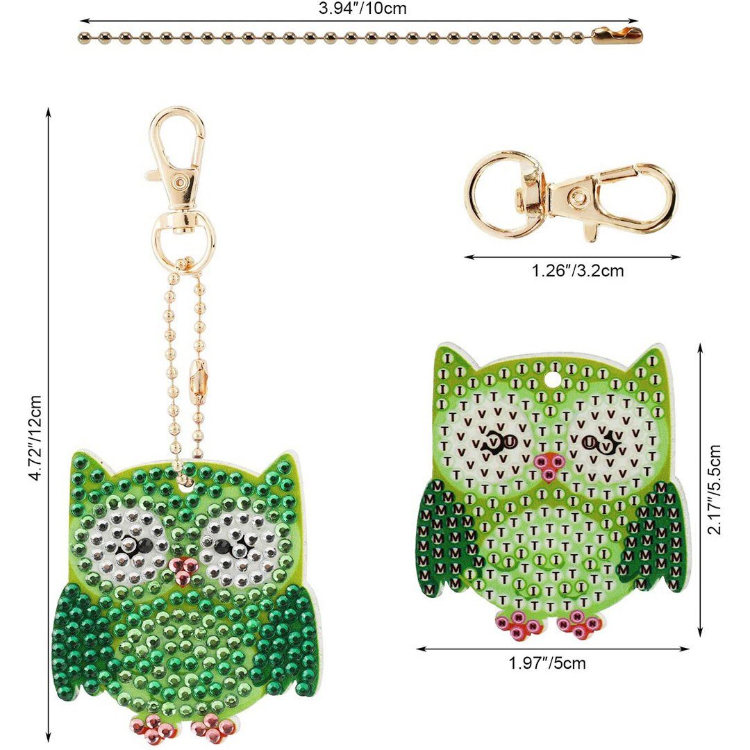 SOTOR Mosaikfliesen 5 Stücke DIY 5D Eule Diamond Art Painting Keychain, Rhinestone Pasted, A, Diamant Malerei Schlüsselbund Stickerei Kunst Handwerk