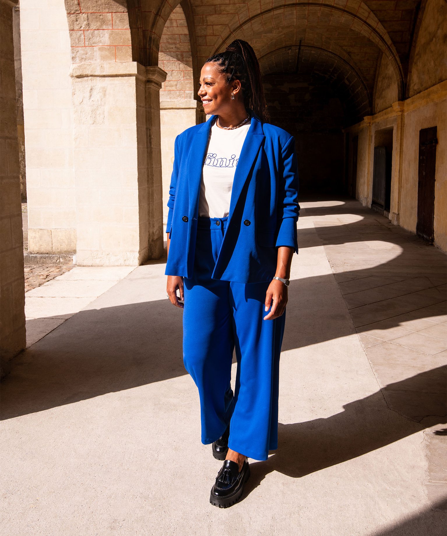 Pantalon large femme grande taille bleu | GEMO
