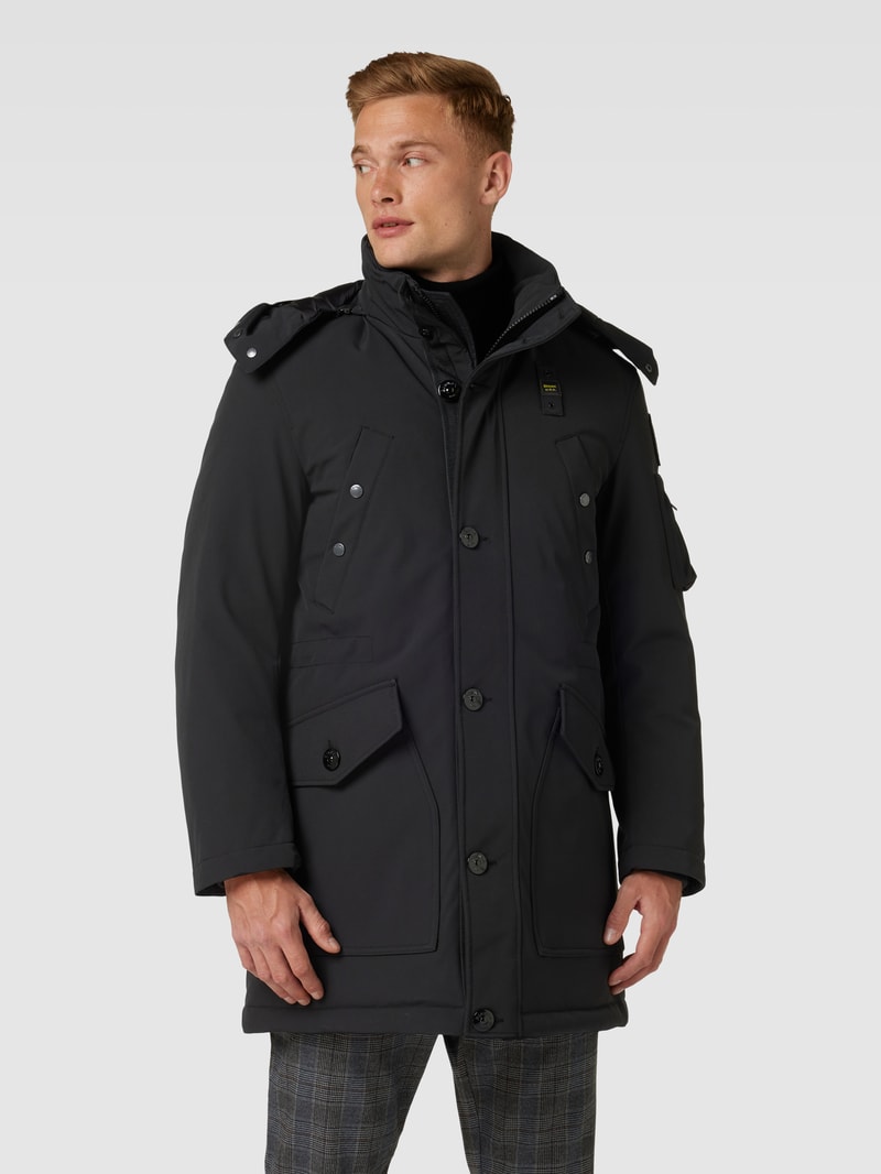 Parka mit abnehmbarer Kapuze in schwarz