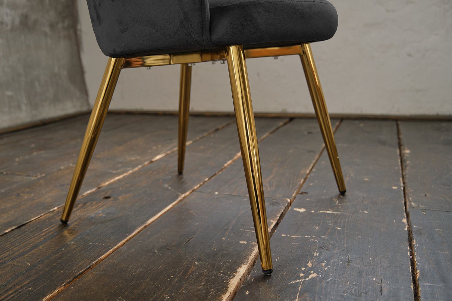 KAWOLA Esszimmerstuhl CARLA, Stuhl Velvet, versch. Farben, Fuß schwarz od. gold