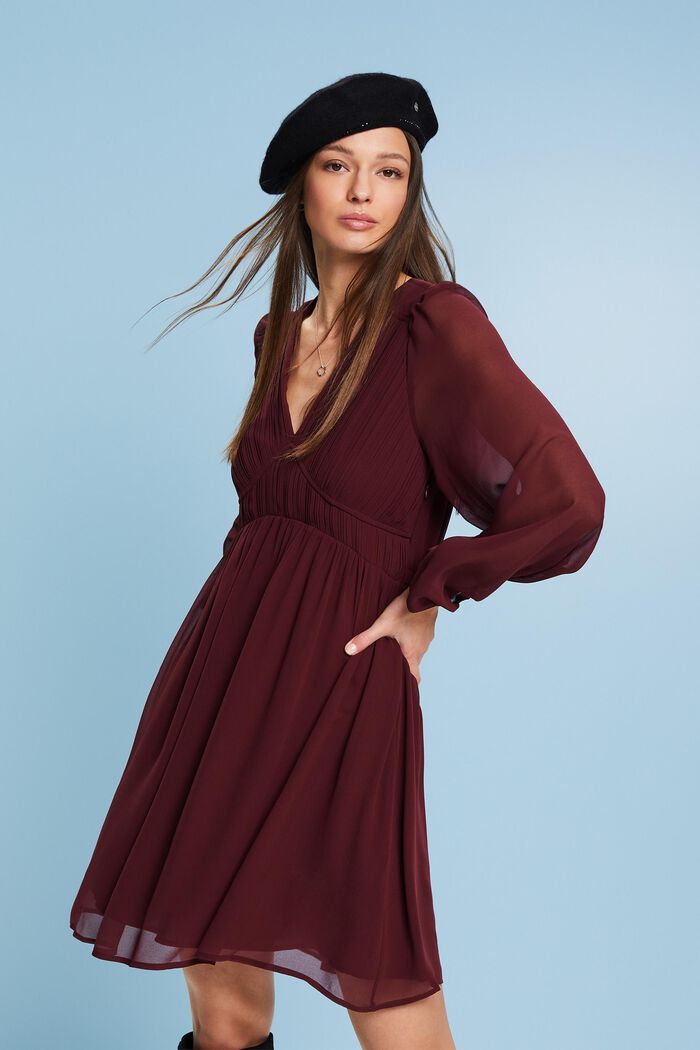 Chiffon-Minikleid mit V-Ausschnitt