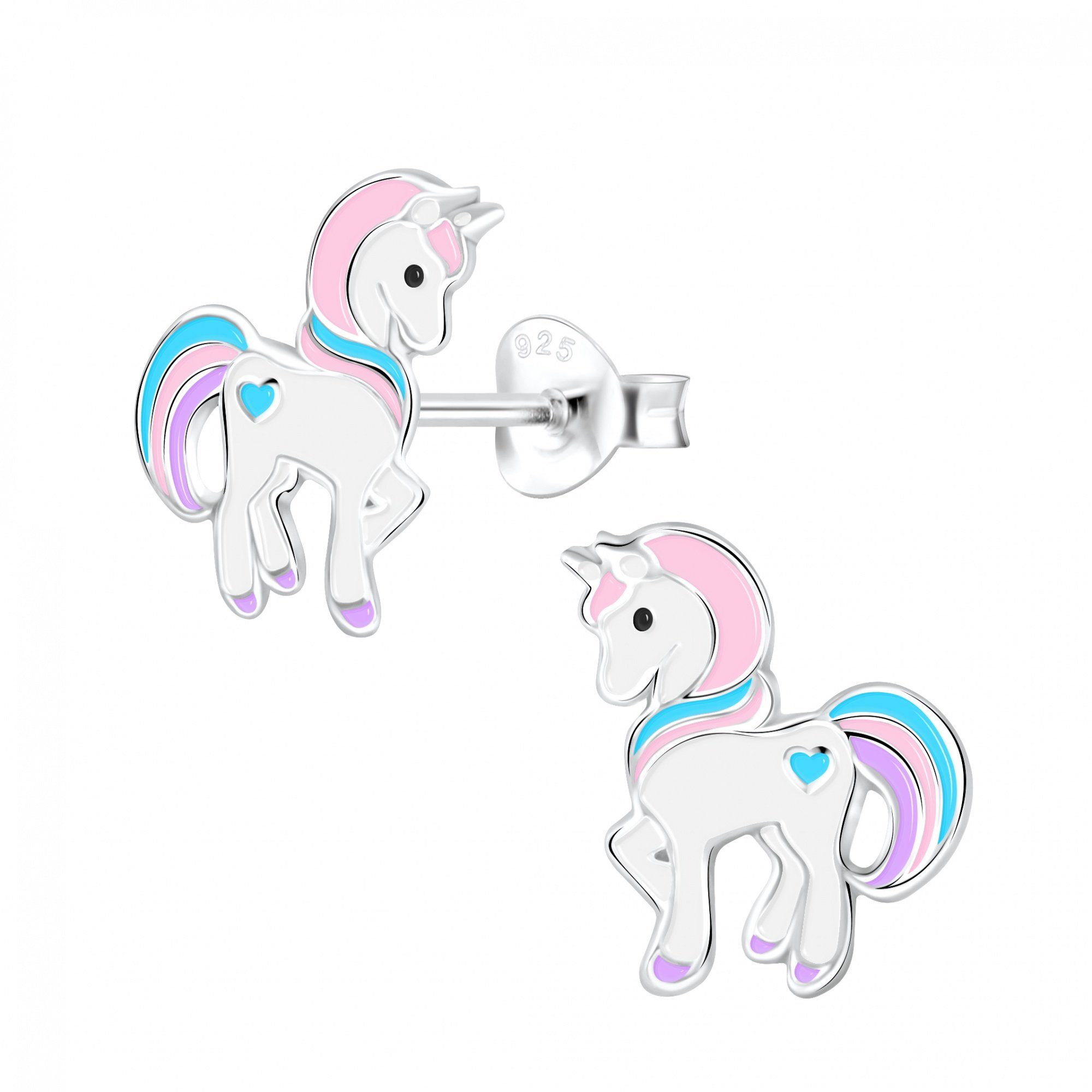 ALEXANDER YORK Schmuckset EINHORN HERZ hellrosa, 4-tlg., 925 Sterling Silber