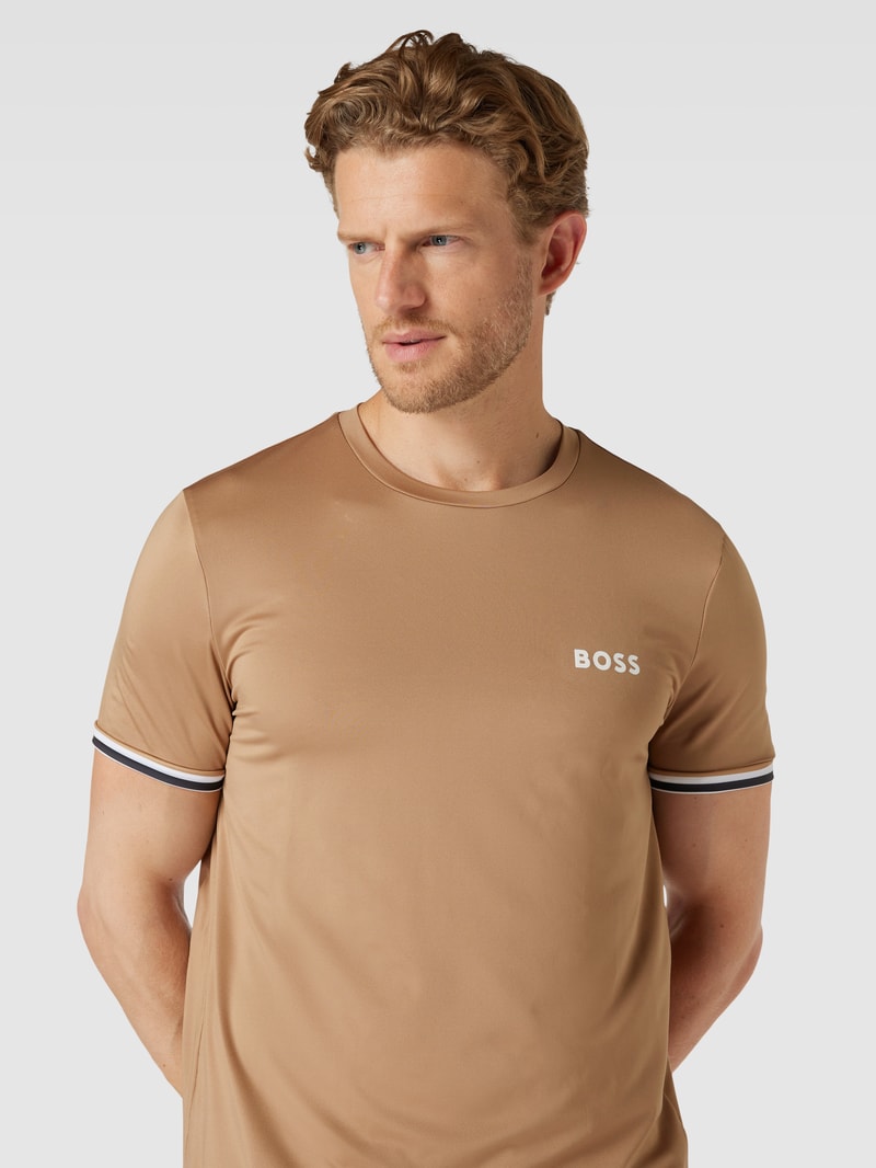 T-Shirt mit Label-Print in beige