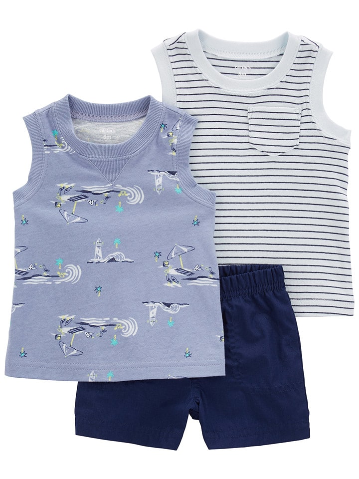 carter's 3tlg. Outfit in Blau/ Weiß günstig kaufen
