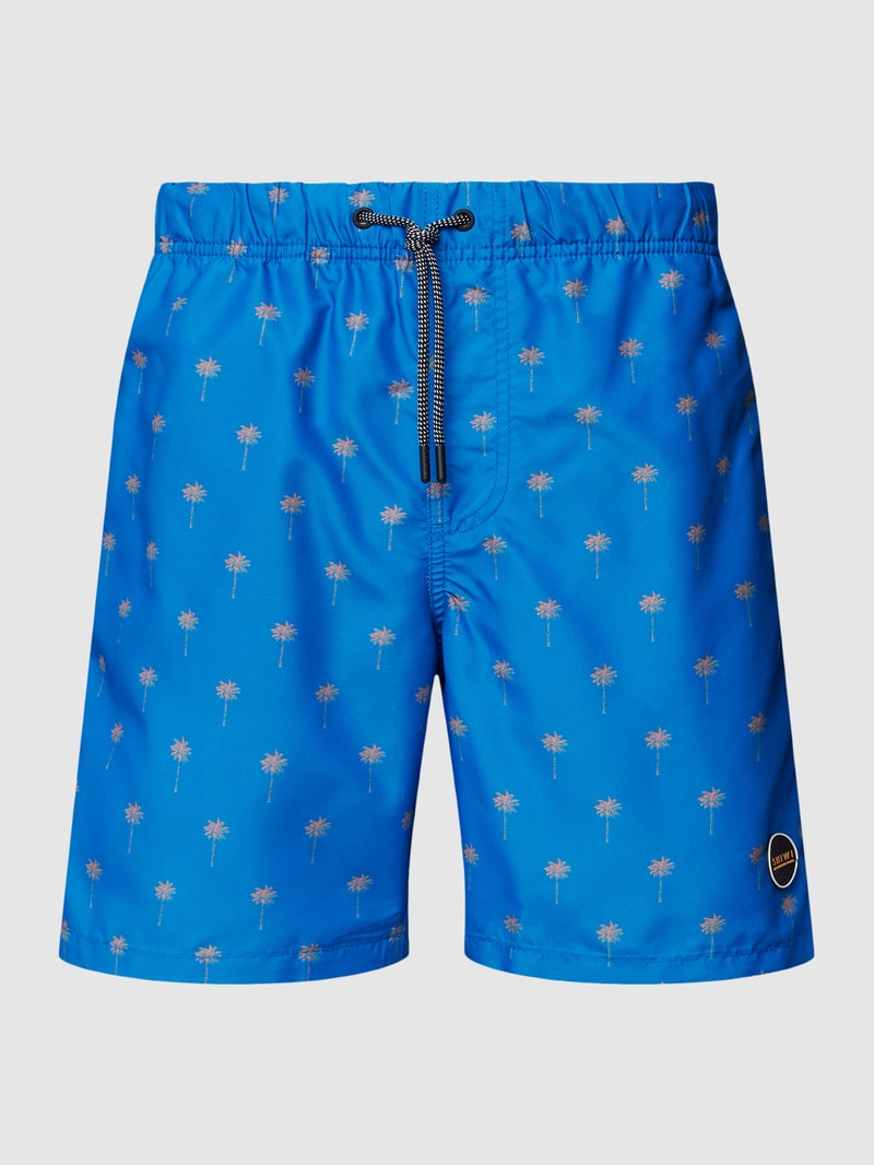 Badehose mit Motiv-Print Modell 'palm' in royalblau
