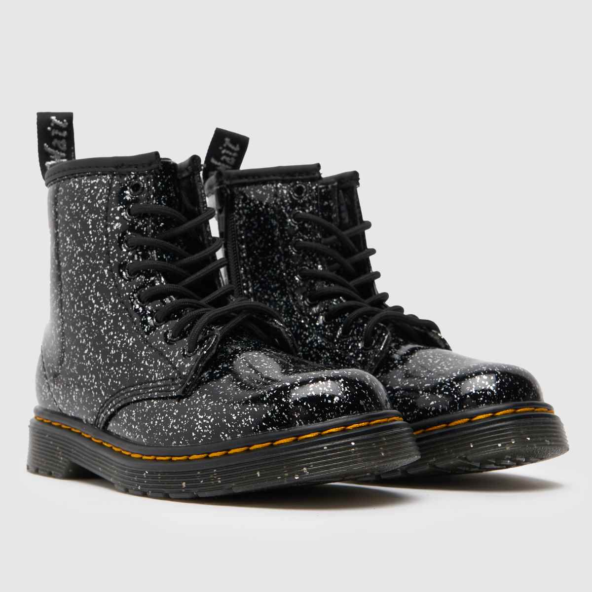 Dr Martens svarta & silverfärgade 1460 Cosmic Glitter flickstövlar