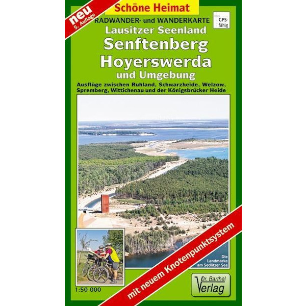 Radwander- und Wanderkarte Lausitzer Seenland, Senftenberg, Hoyerswerda und Umgebung 1 : 50 000 - Wanderkarte