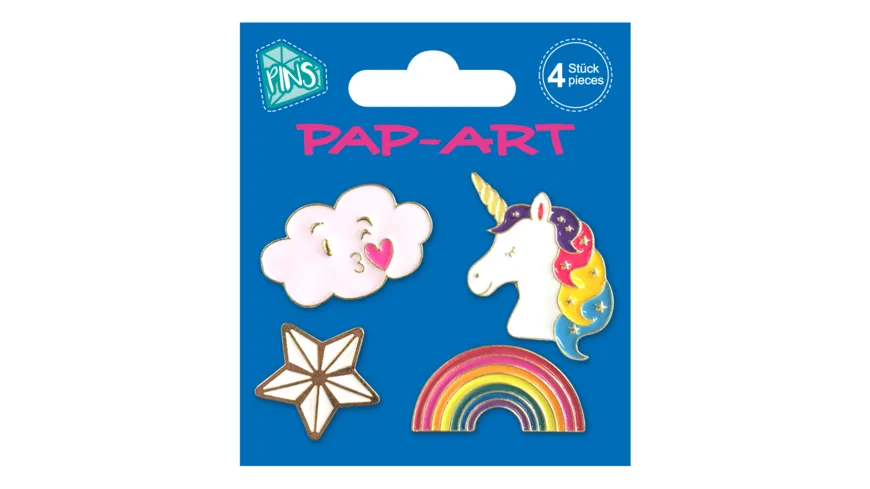 PAP-ART Pins Einhorn 4Stück