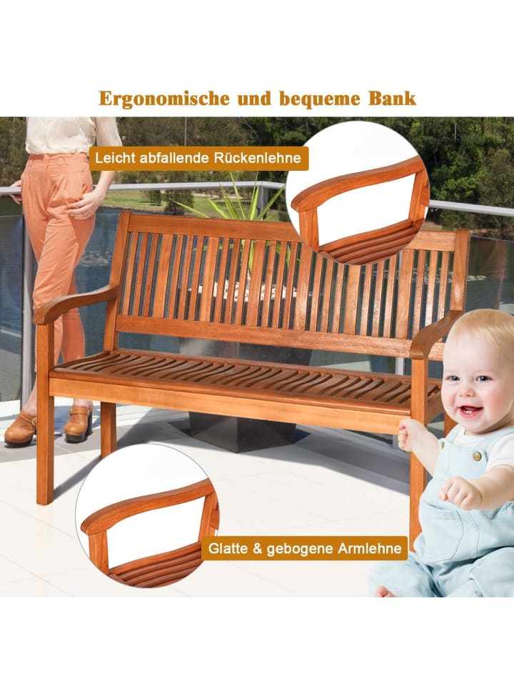 COSTWAY Gartenbank in Braun günstig kaufen 63 cm