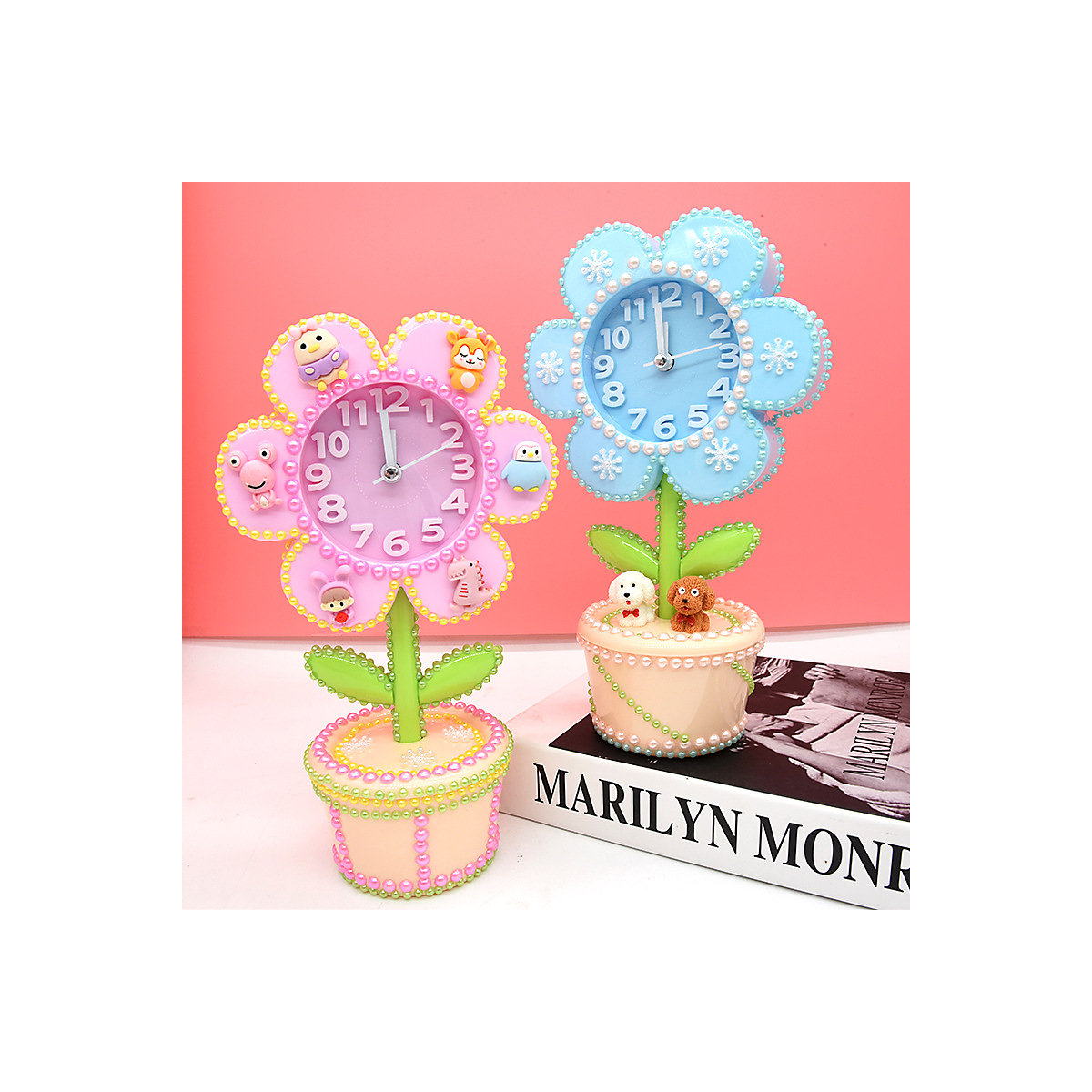Handgefertigtes DIY-Blumenuhr-Herstellungsmaterialpaket für Kinder Selbstgemachtes kreatives Wecker-Materialpaket für Kinder Materialsets