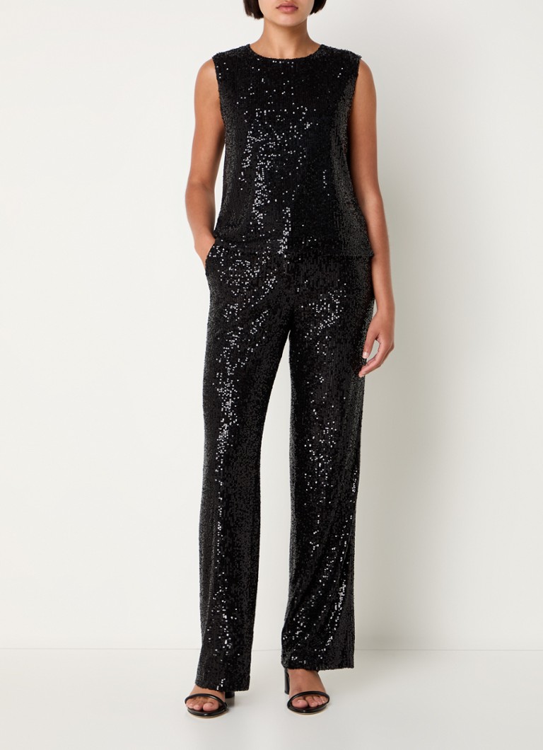Pantaloni a vita alta e gamba dritta con paillettes di Claudie Pierlot