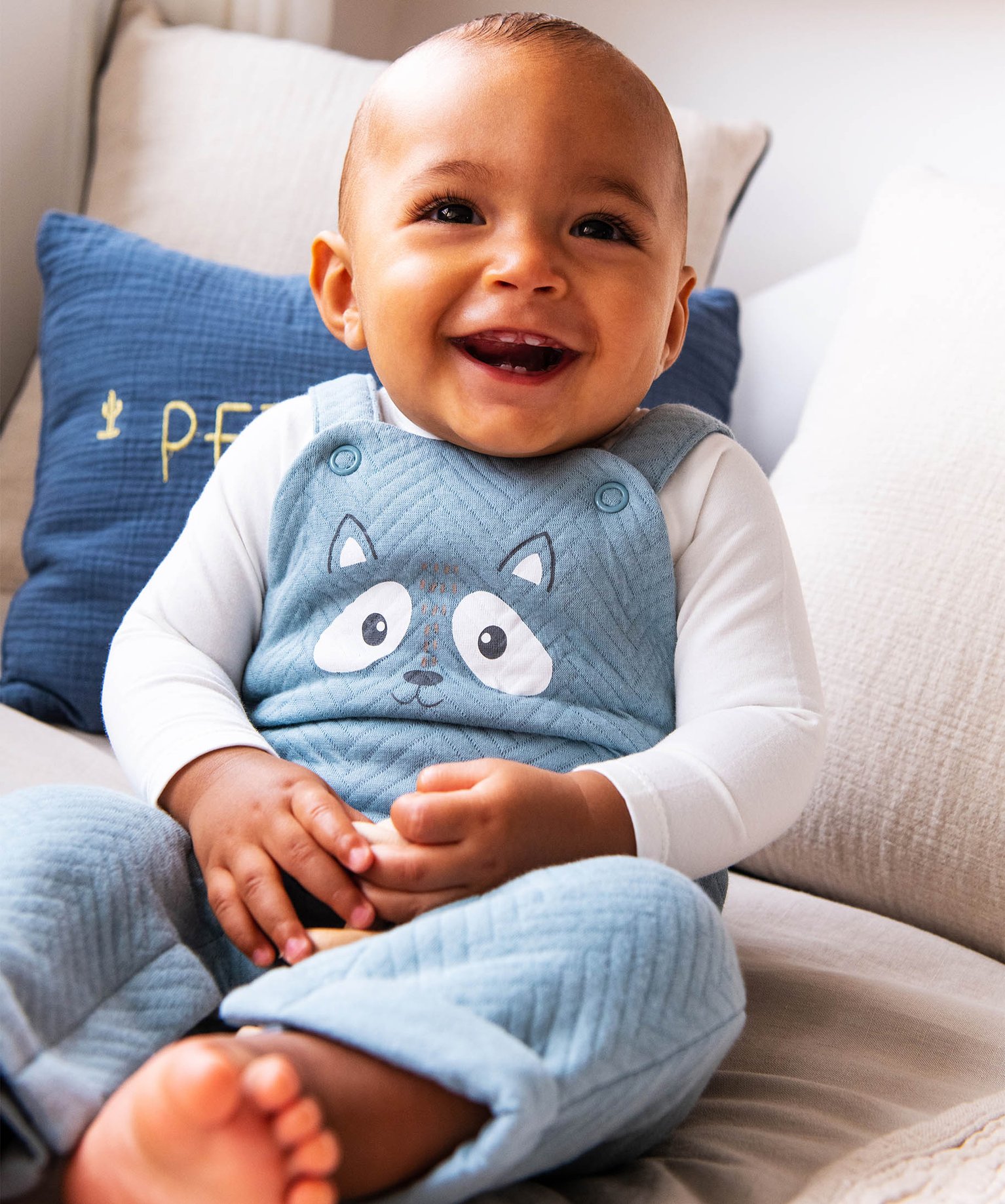 Salopette en molleton imprimé bébé bleu | GEMO