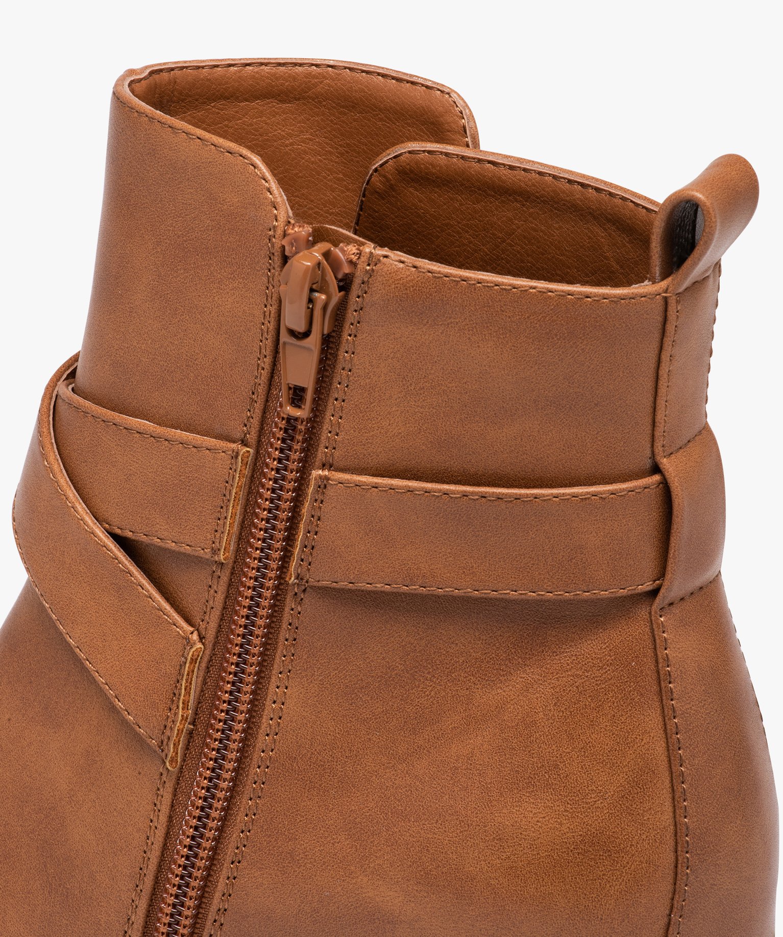 Boots à talon carré et bout amande femme camel | GEMO