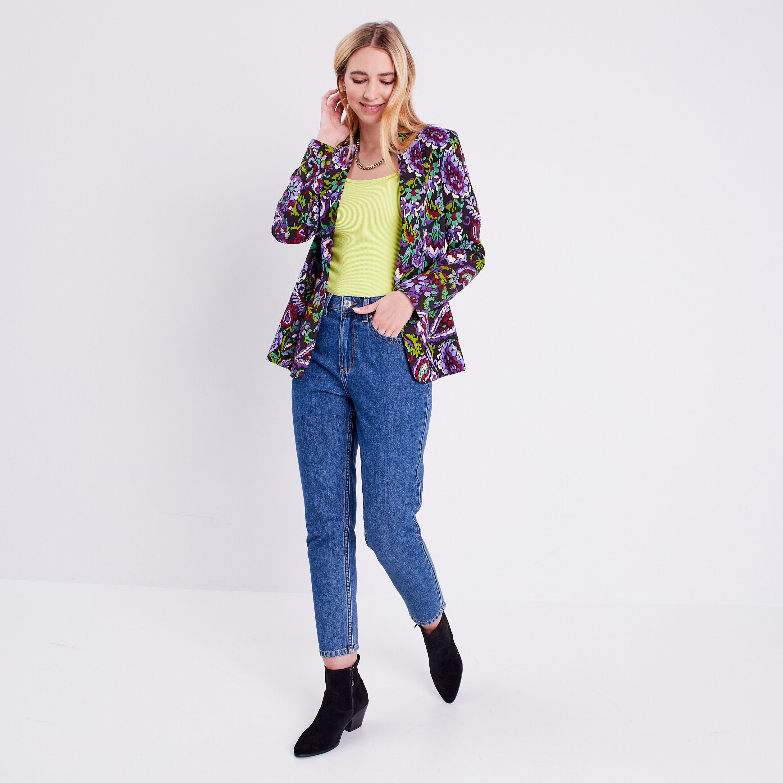 Veste blazer avec manches longues noir femme | Cache Cache