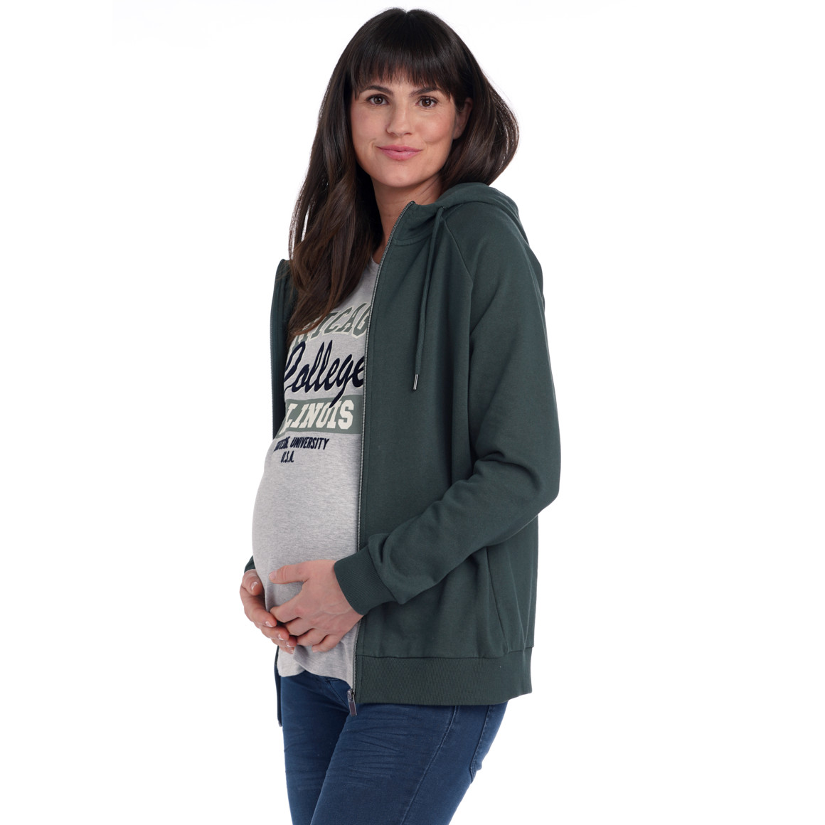 Damen Umstands-Sweatjacke mit Kapuze