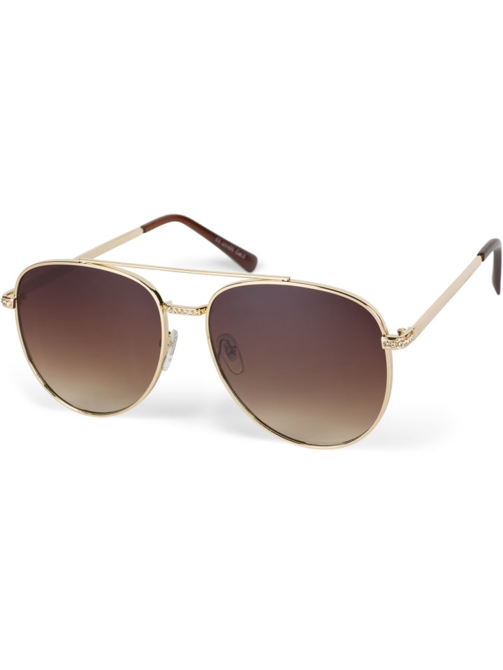 styleBREAKER Piloten Sonnenbrille in Gold / Braun Verlauf günstig kaufen onesize