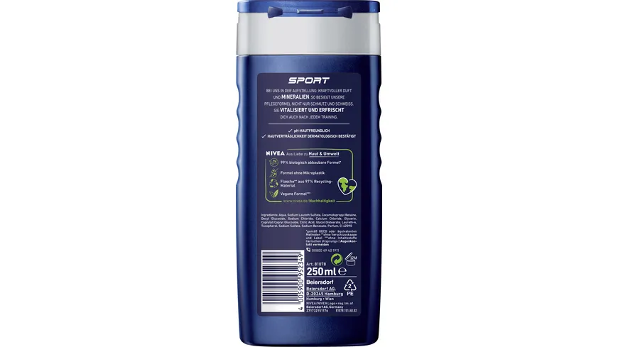 NIVEA MEN Duschgel Sport 24H fresh effect 3 in 1 250 ml