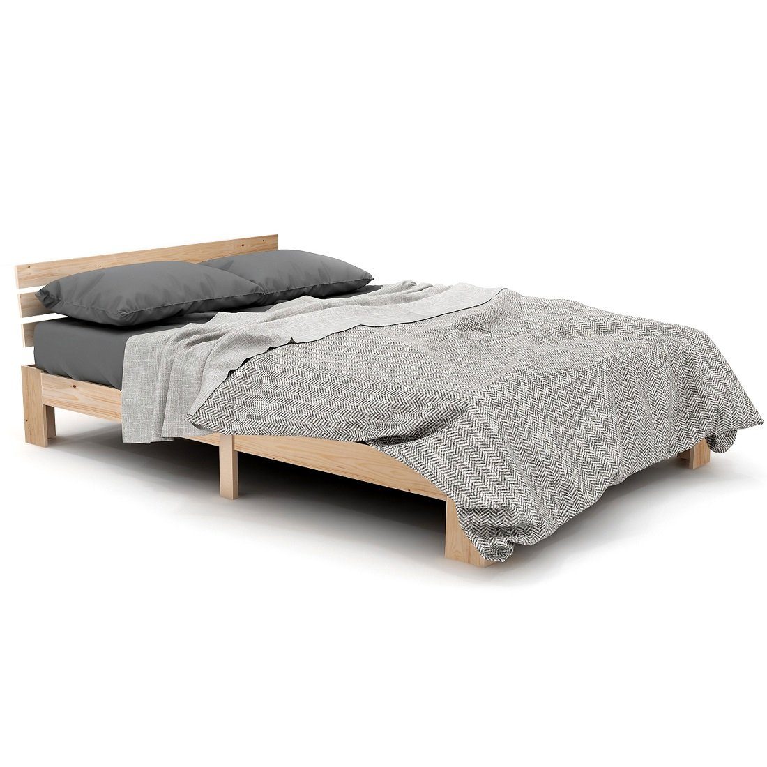 HAUSS SPLOE Holzbett Holzbett Einzelbett aus Bettgestell Kinderbett (ohne Matratze Massiv Massivholz Kieferbett 140x200 cm)