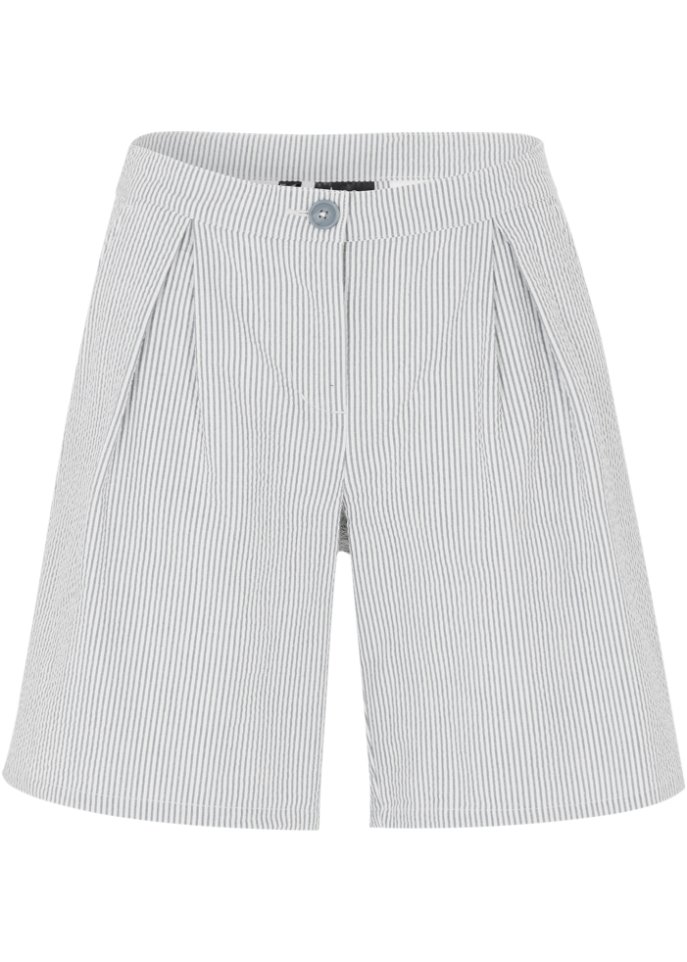 Gestreifte Seersucker-Shorts mit größenverstellbarem Bequembund