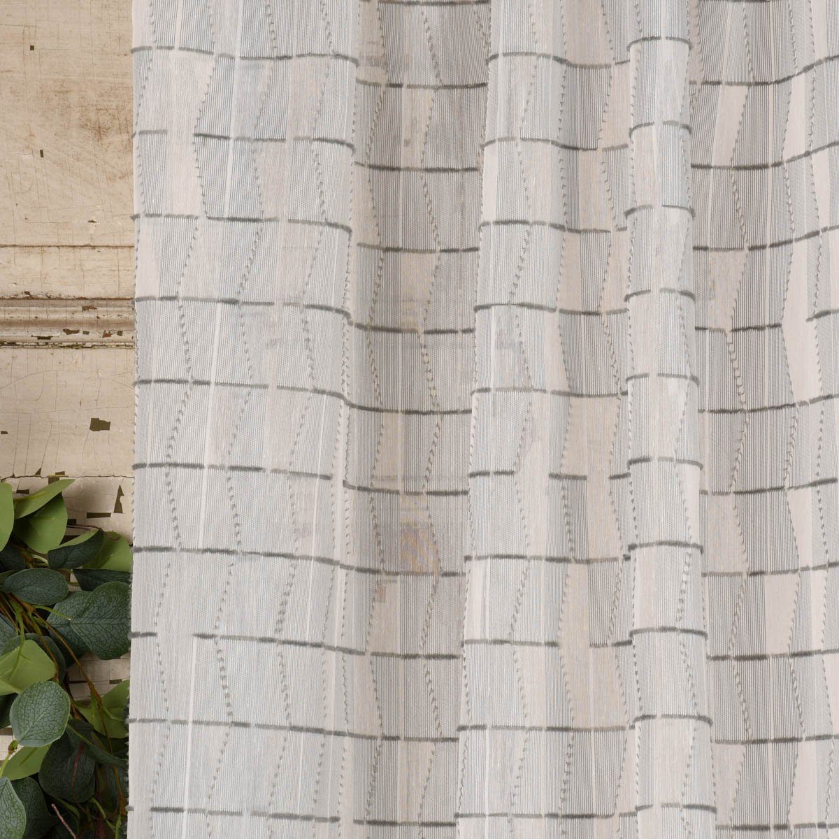 Meterware Rasch Textil Stores Scherli Rechtecke abstrakt grau 300cm, halbtransparent, Kunstfaser, überbreit