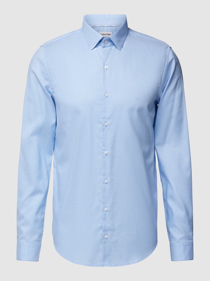Slim Fit Business-Hemd in unifarbenem Design Modell 'Bari' in bleu