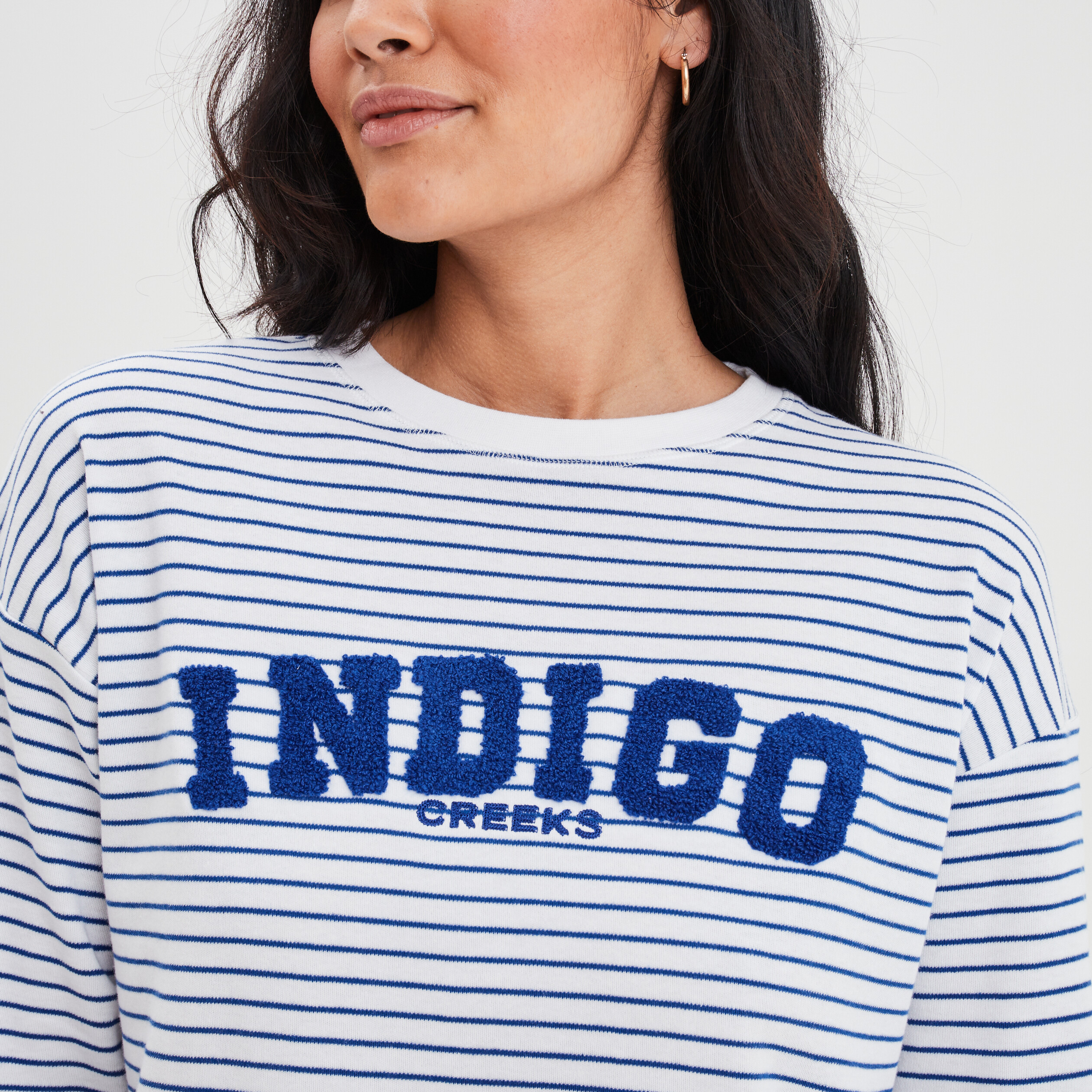 T-shirt col rond manches longues Creeks ecru femme | La Halle