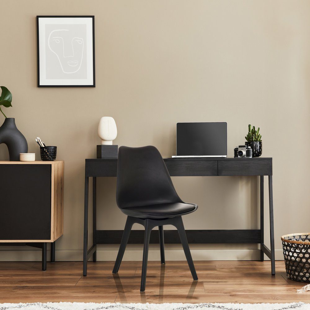 hjh OFFICE Schalenstuhl Schalenstuhl 4er Pack SCANDI P Kunststoff (4er Set), Esszimmerstuhl, Stuhl im skandinavischen Design, PU Sitzkissen