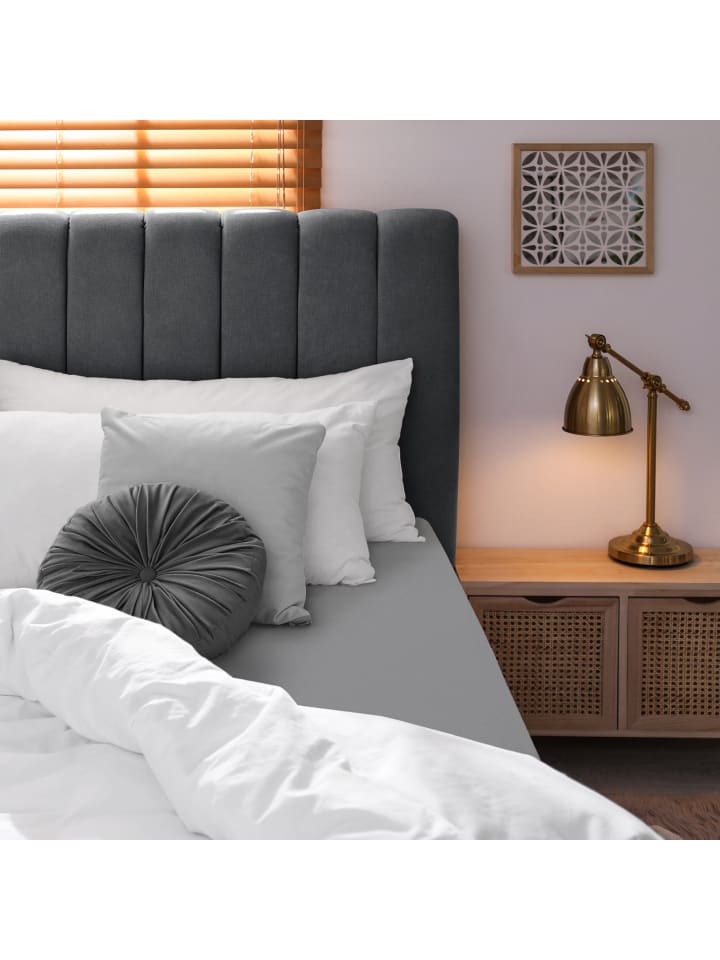 GMD Living Jersey Premium Spannbettlaken JANNEBY in Farbe Grau günstig kaufen