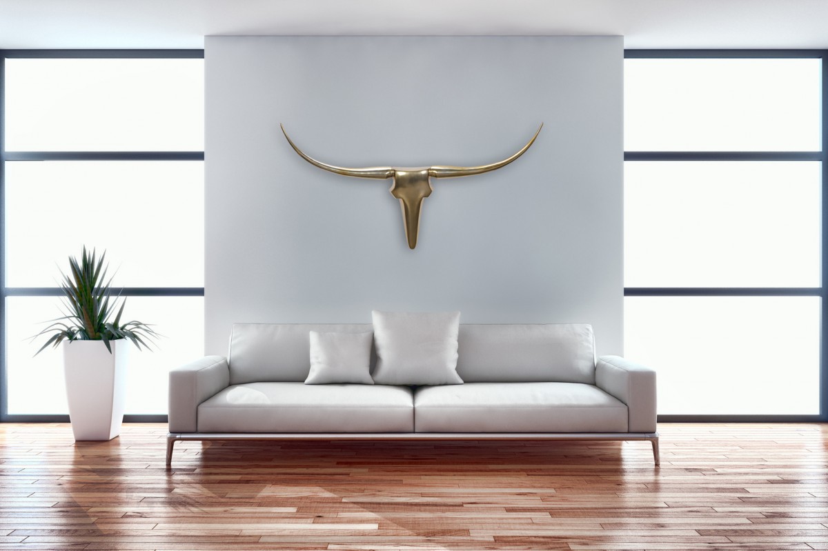 Wohnling Wanddekoration Geweih Bull L 125 cm Aluminium golden