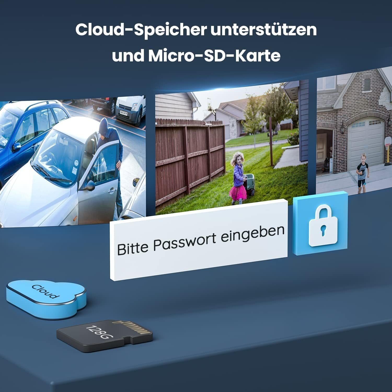 ieGeek 2K 3MP Überwachungskamera Aussen solar,Kabellos Kamera mit SD Karte Überwachungskamera (Aussen Außen Außenbereic Innenbereich, Videoverlauf,Multi-Device-Sharing,Arbeit mit Alexa,IP65 wasserdicht, FHD,4-dBi-Antenne,PIR-Bewegungserkennung&Sirene