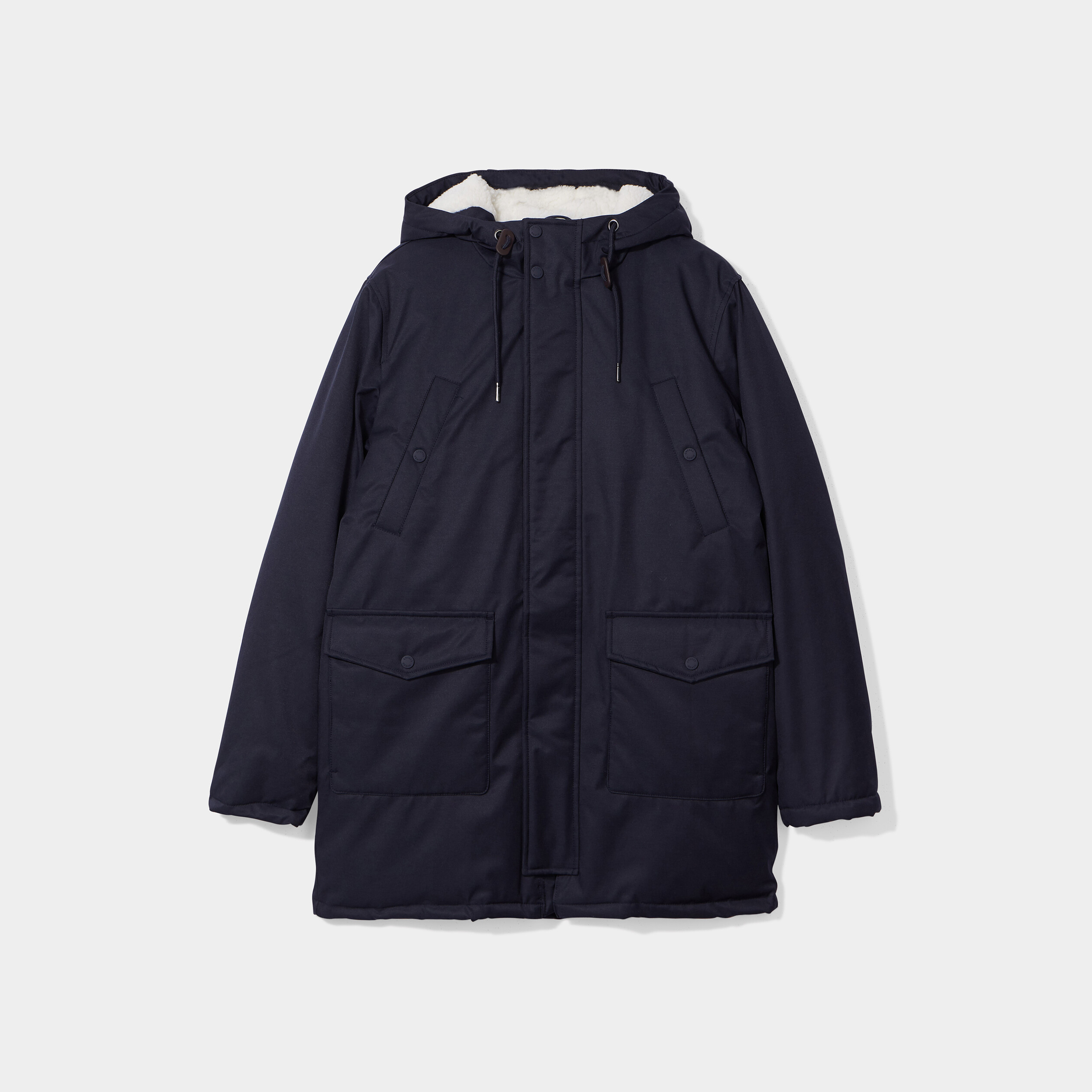 Parka mi-longue à capuche doublée bleu foncé homme | La Halle