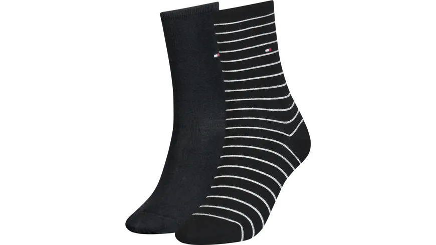 TOMMY HILFIGER Damen Socken Small Stripe 2er Pack black