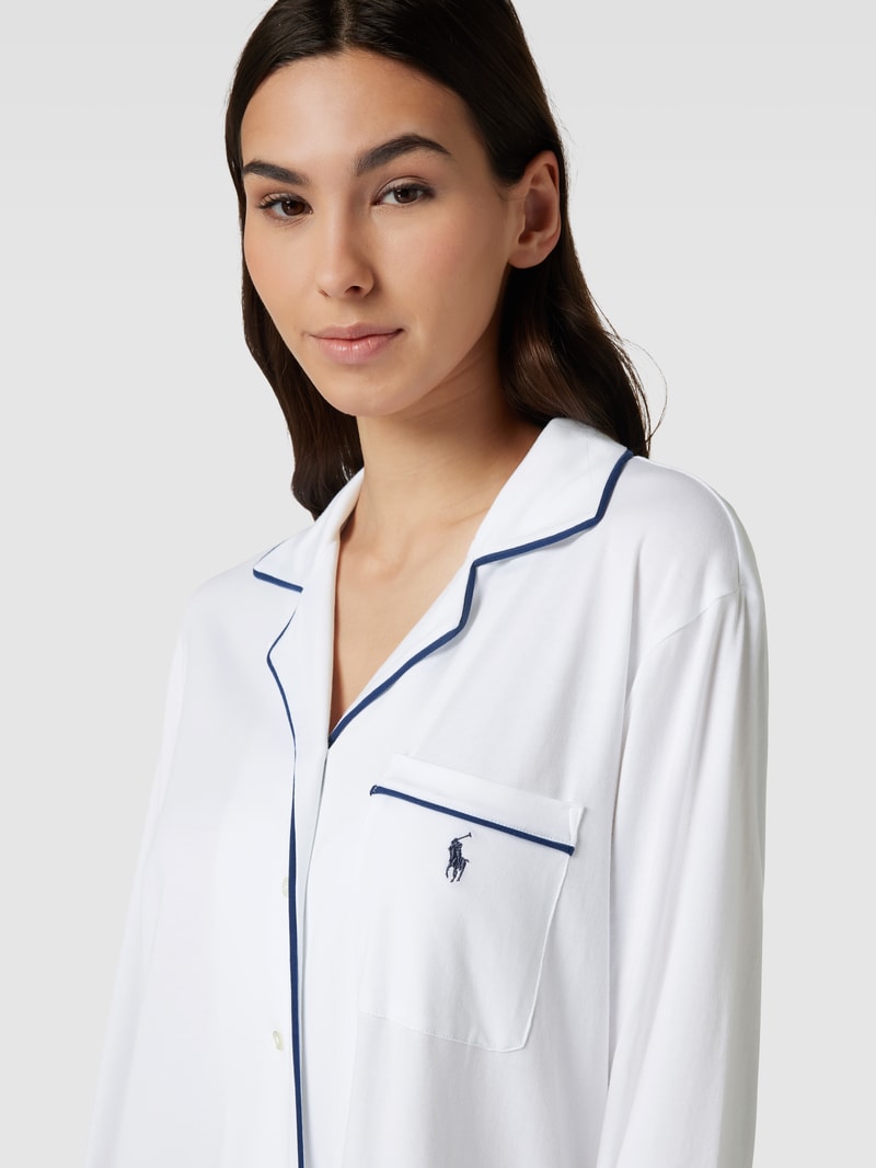 Schlafshirt mit Brusttasche in weiß