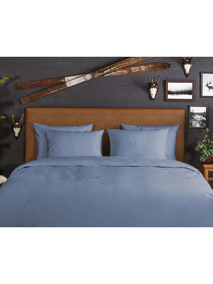 Good Morning Flanell-Bettwäsche-Set in Blau günstig kaufen