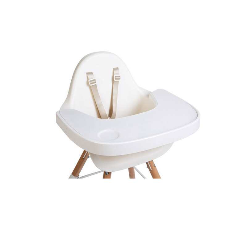 Tablette blanche pour chaise haute Evolu 2 avec napperon en silicone Childhome