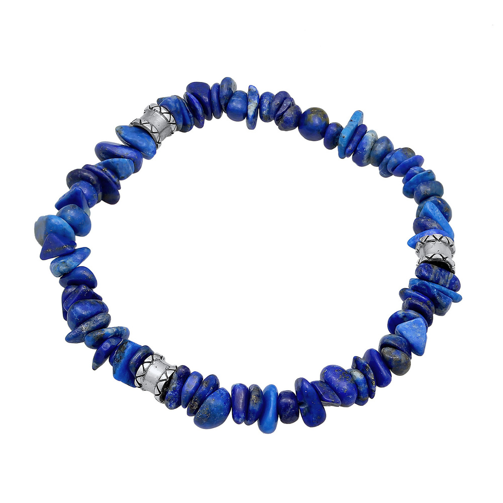 KUZZOI KUZZOI Bracelet Hommes Perles Vinatge avec des pierres Lapis Lazuli en argent ste Bracelet