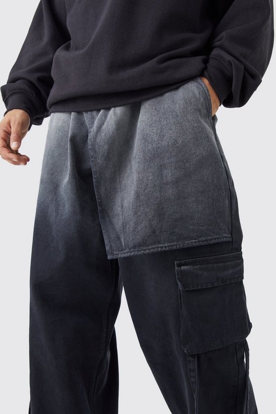 Lockere Jeans mit elastischem Bund und Farbverlauf