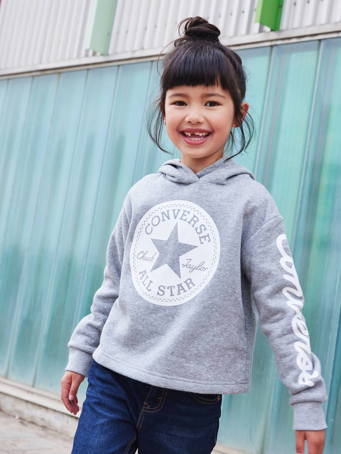 Sweat à capuche Chuck Patch Cropped Hoodie CONVERSE gris