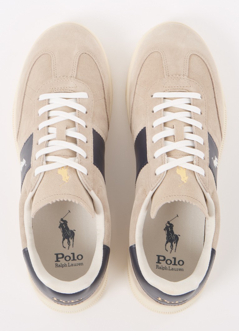 Ralph Lauren semsket skinnsneaker med logo