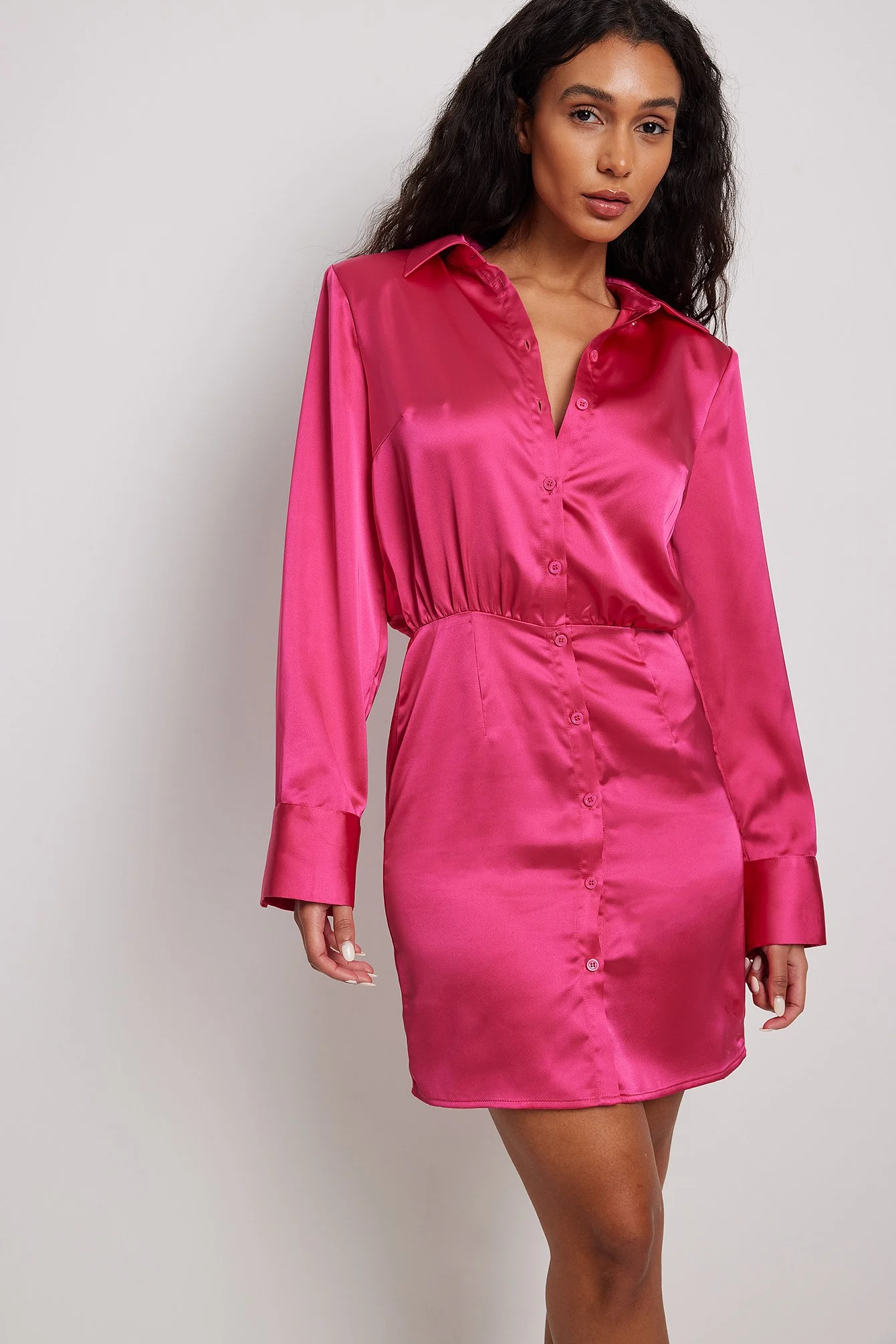 Satin-Shirt-Minikleid