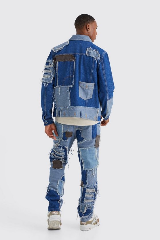 Patchwork Jeans mit geradem Bein