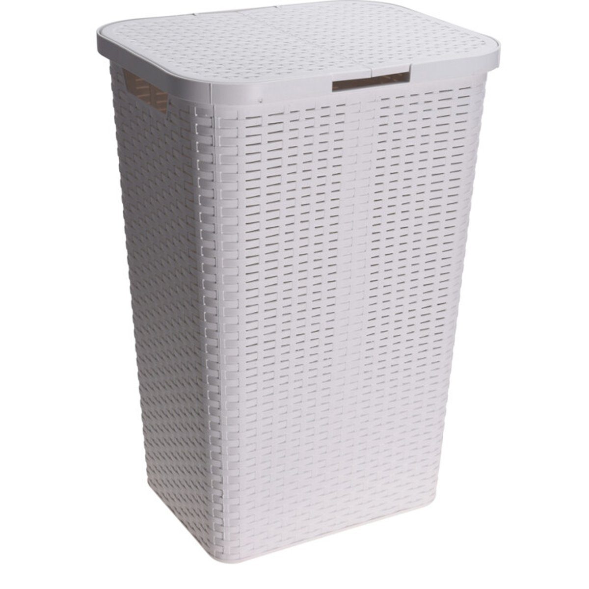Mojawo Wäschewanne Wäschekorb Wäschebox Wäschetruhe mit Deckel 65L weiß