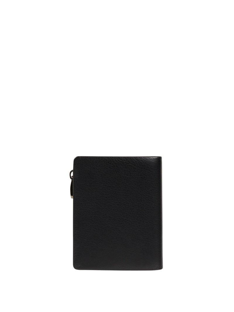 Portemonnaie aus Leder mit Reißverschlussfach in schwarz