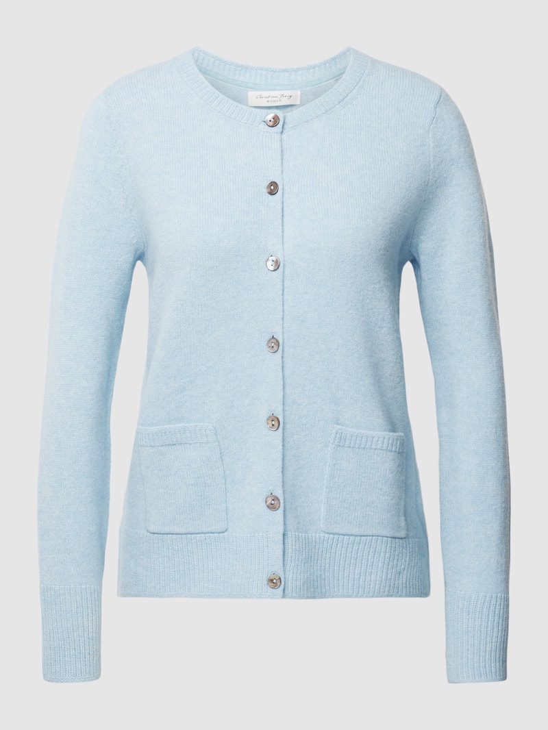 Strickjacke mit Knopfleiste und Eingrifftaschen in bleu