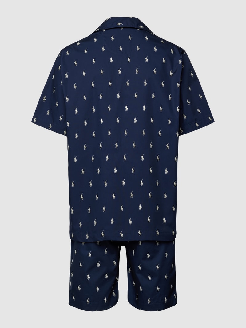 Pyjama mit Allover-Label-Print in marineblau