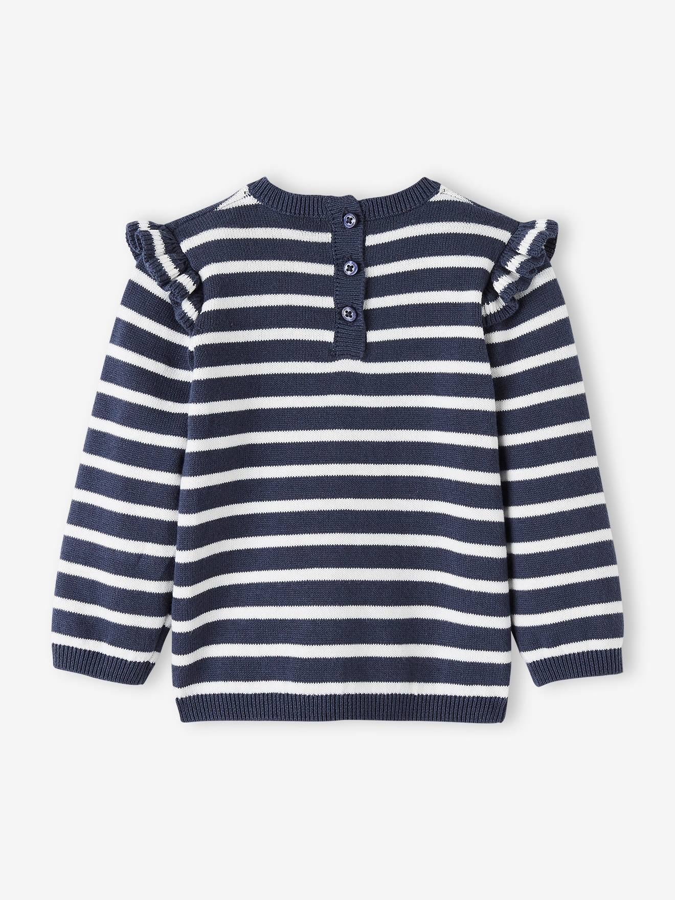 Vertbaudet Baby Pullover mit Volants - marine gestreift