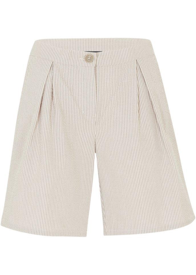 Gestreifte Seersucker-Shorts mit größenverstellbarem Bequembund